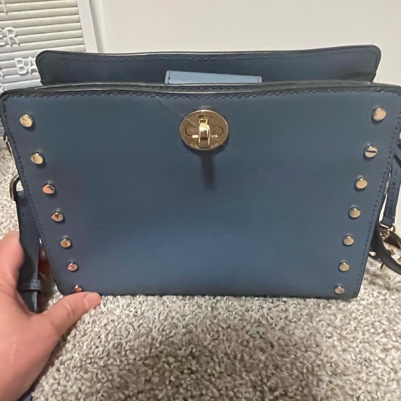 Michael Kors Rivington Studded Medium Messenger Bag Blue - Picture 6 of 12
